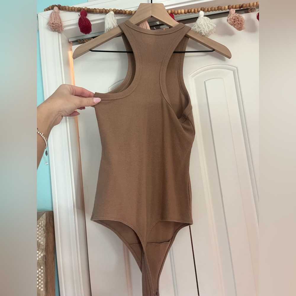 Brown ribbed Abercrombie bodysuit